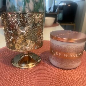 Bath & Body Works Butterfly Glitter 3-wick candle holder & 3-wick candle (NWT)